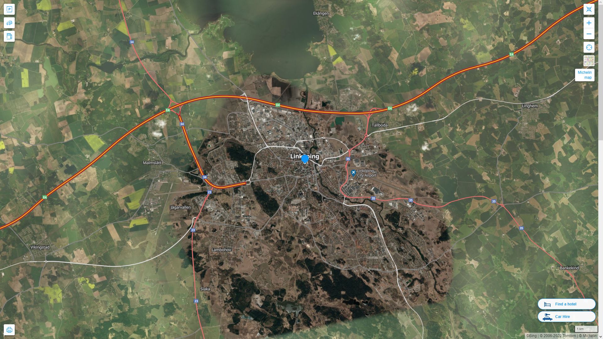 Linkoping Suede Autoroute et carte routiere avec vue satellite